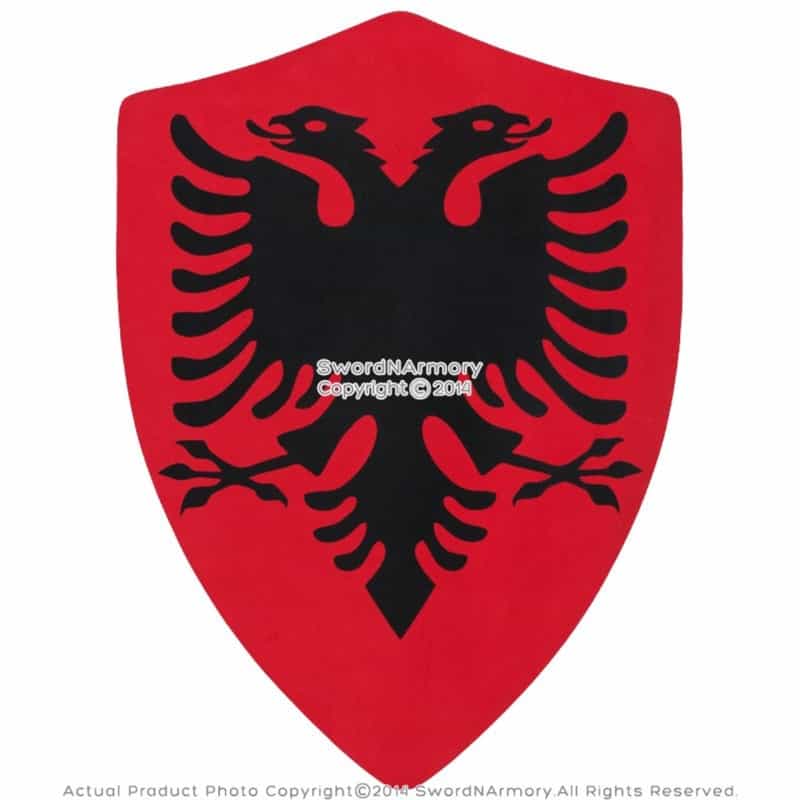 Medieval Crusader Knight German Twin Eagle Foam Shield Red W/ Hook And Loop Straps Larp
