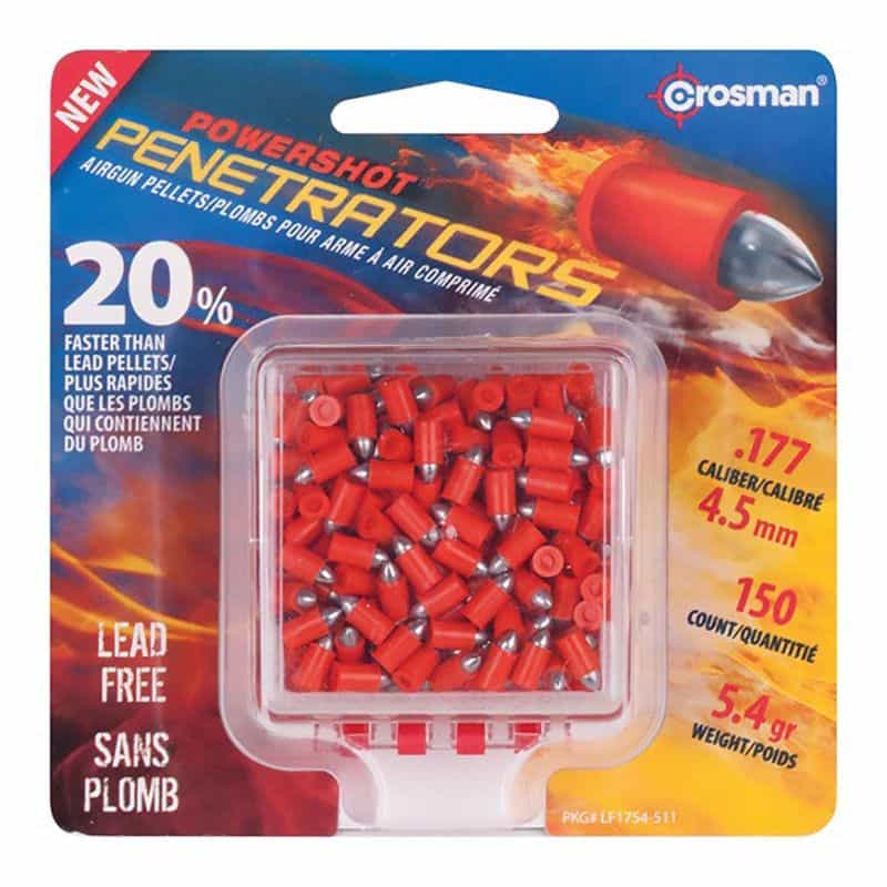 Crosman .177Cal Powershot Fast Flight Penetrator Pellets (Orange) – 5.4 Grain (150 Count)