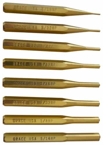 Grace Usa Punch Set Roll Pin Punch Set Of 8 Brass