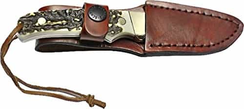 Uncle Henry Knife Staglon 2.8\" Blade W\/Leather Sheath