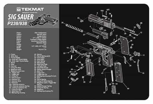 Tekmat Armorers Bench Mat 11\"X17\" Sig Sauer 238 Pistol