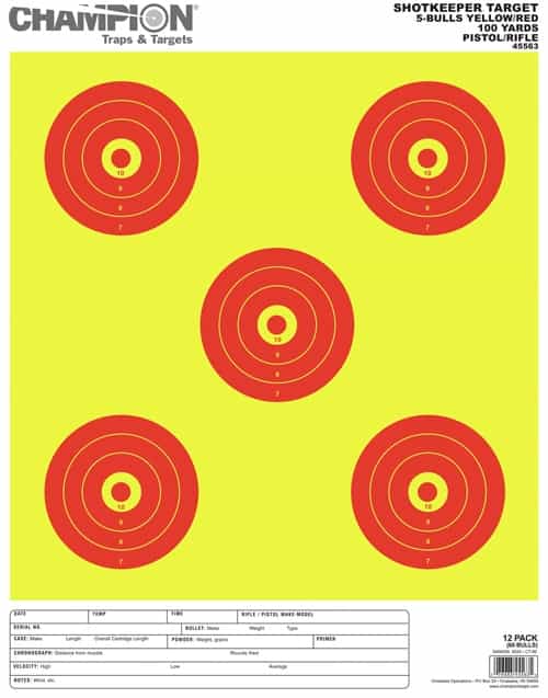 Champion Scorekeeper 5 Large Bullseye Trgts Yellow\/Red 12-p