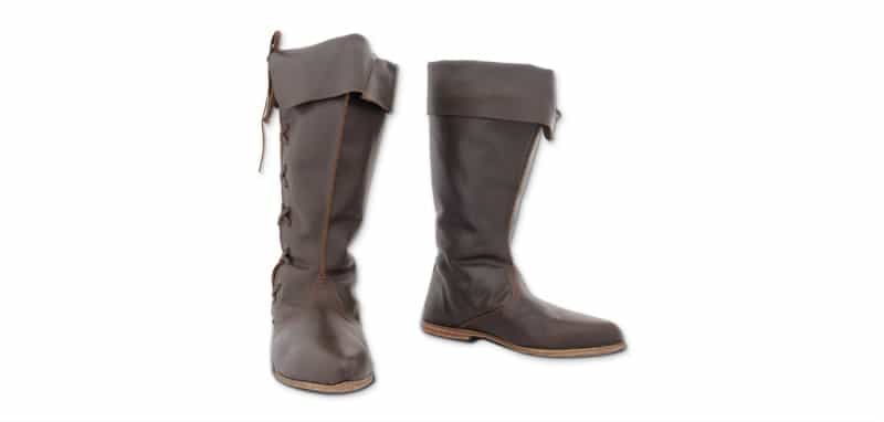 Knee Length Medieval Shoes, Laced, Dark Brown By Say