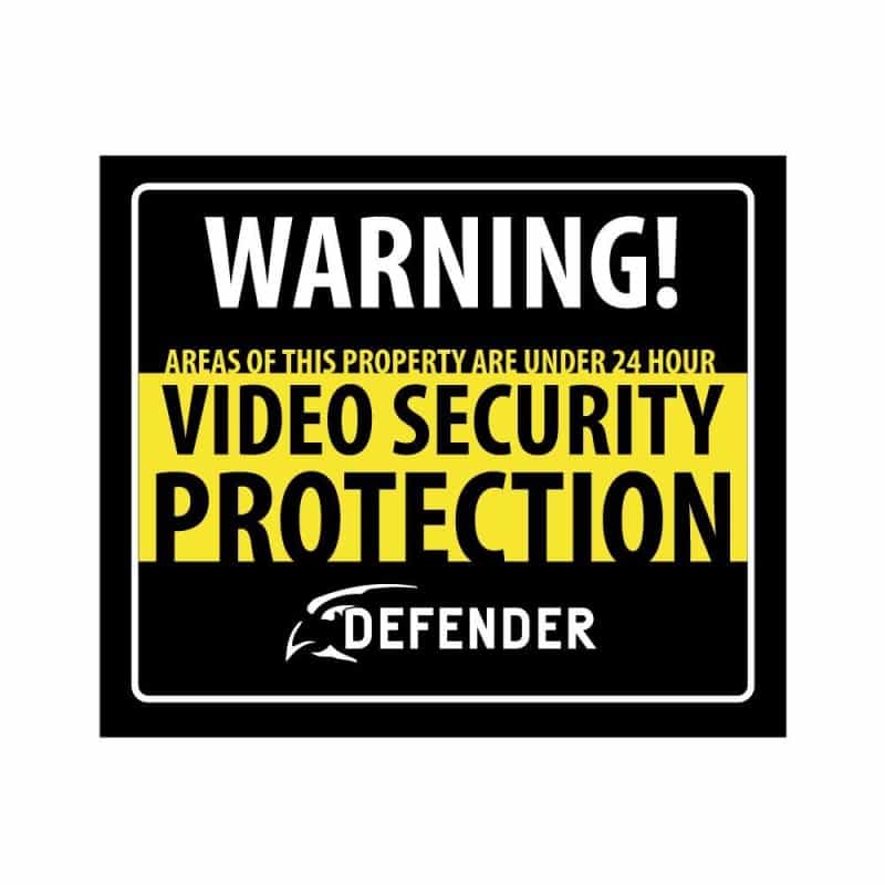 Defender Indoor Video Security System Warning Sign W/Stickers
