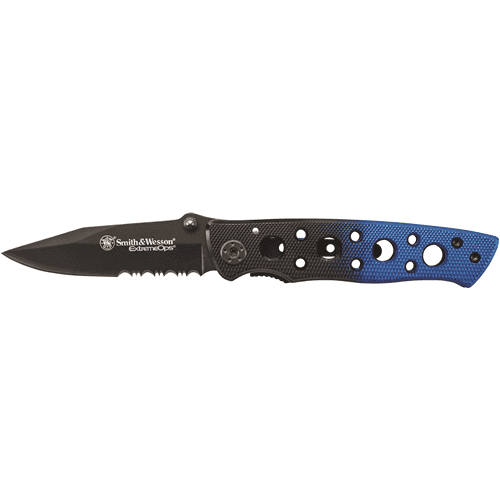 Handle Color: Black/Blue, Blade Edge: Serrated