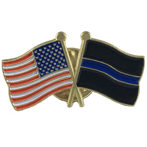Thin Blue Line (Black Background) And American Pin, Combination