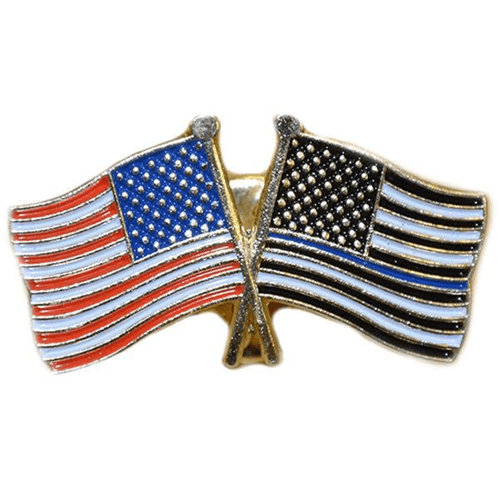 Thin Blue Line American Flag And American Flag Pin