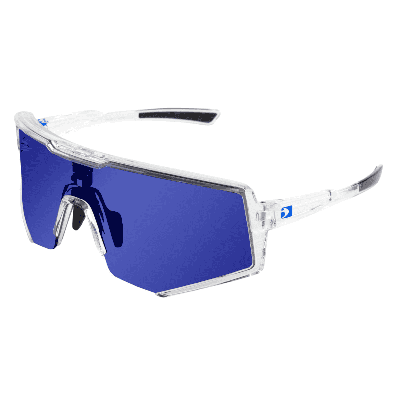 Sprocket Sunglasses - Crystal Clear Frame W/ Blue Mirror Lens