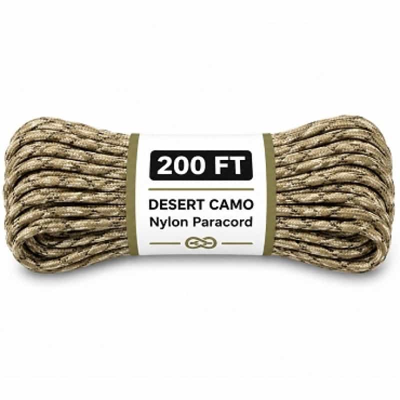 The Bone Edge - Desert Camo 200 Ft Premium 550 Paracord
