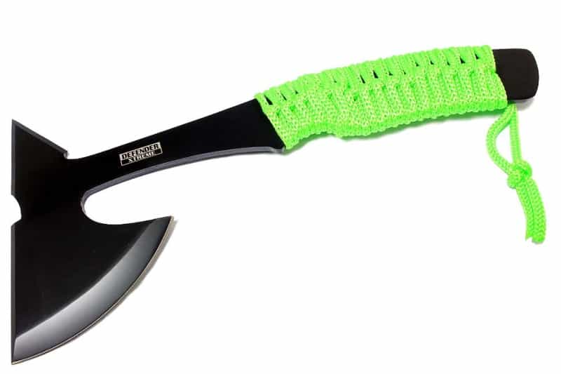 9" Full Tang Hunting Axe Stainless Steel Blade Green Nylon Handle With Sheath