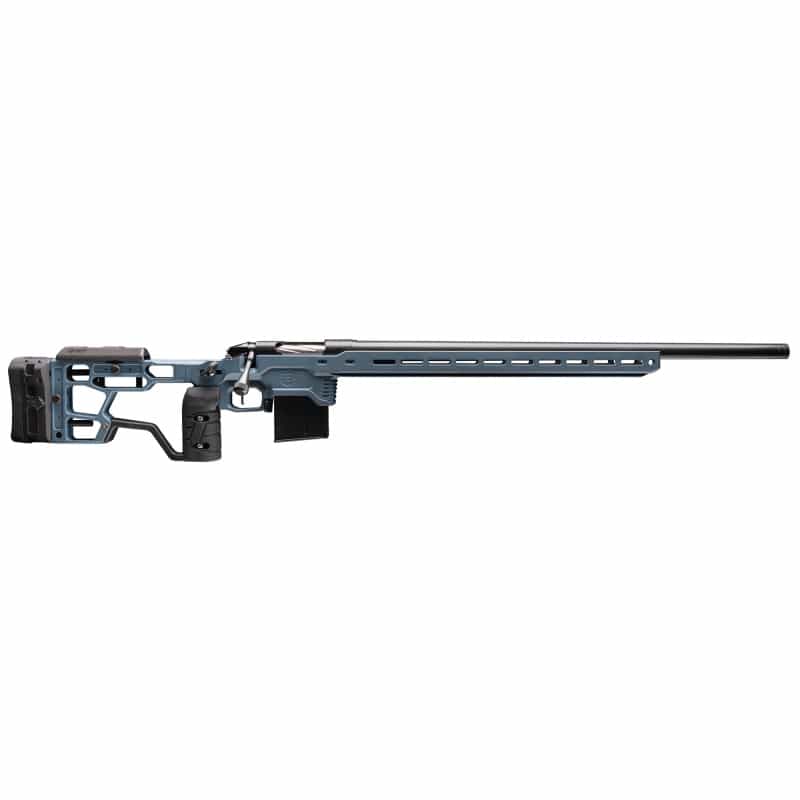 Bergara, Premier Series, Competition Elite, Bolt Action Rifle, 6Mm Gt, 26" Barrel, Threaded 5/8X24, Matte Finish, Black, Mdt Acc Elite Chassis, Blue Titanium, Triggertech Diamond Trigger, 12 Rounds, 1 Mdt Aics Magazine