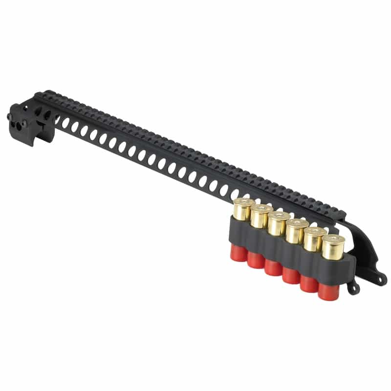 Mesa Tactical, 6-Shell Side Saddle, 12 Gauge, Sureshell Saddle With Rail, 20", Remington 870 12 Gauge, Black