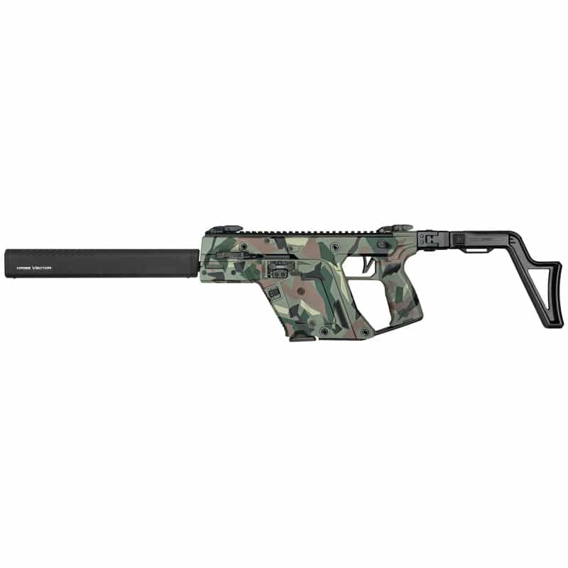Kriss Usa, Inc, Vector Crb Gen Iii, Semi-Automatic Rifle, 45Acp, 16" Threaded Barrel, .578X28 Thread Pitch, Cerakote Finish, Ironwood Delta Camo, Interchangeable Pistol Grip, Adjustable Folding Stock, Low-Profile Flip-Up Sights, Ambidextrous Safety, 10 Rounds, 1 Magazine