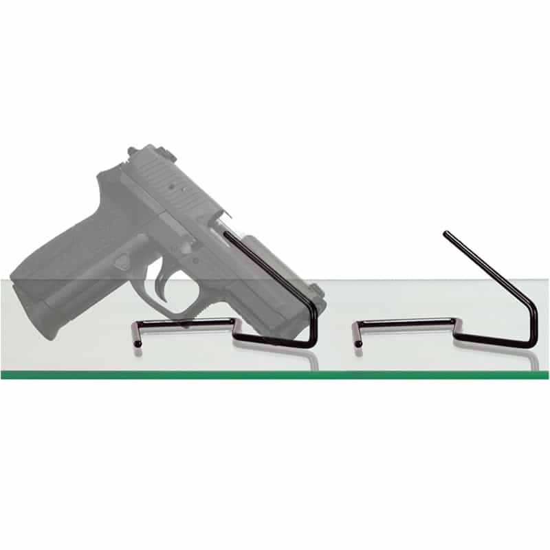 Gun Storage Solutions, Handgun Kikstands, Vinyl Coated, Fits Guns As Small As .22 Caliber, 1 Per Stand, Free Standing, Black, 10 Pack