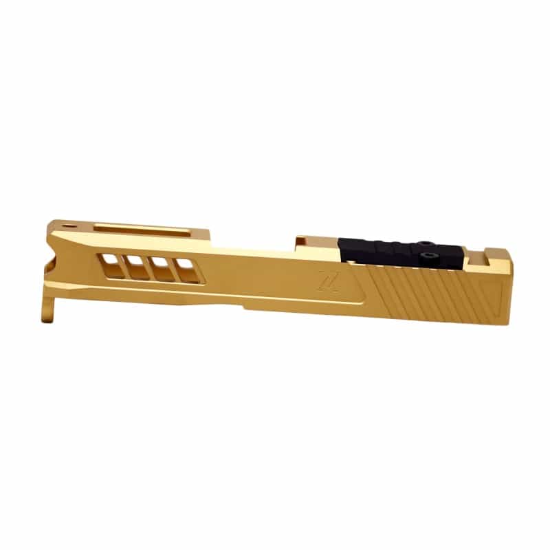 True Precision, Axiom Slide, Fits Glock 43/43X, Gold Tin Finish, Rms Optic Cut & Cover Plate