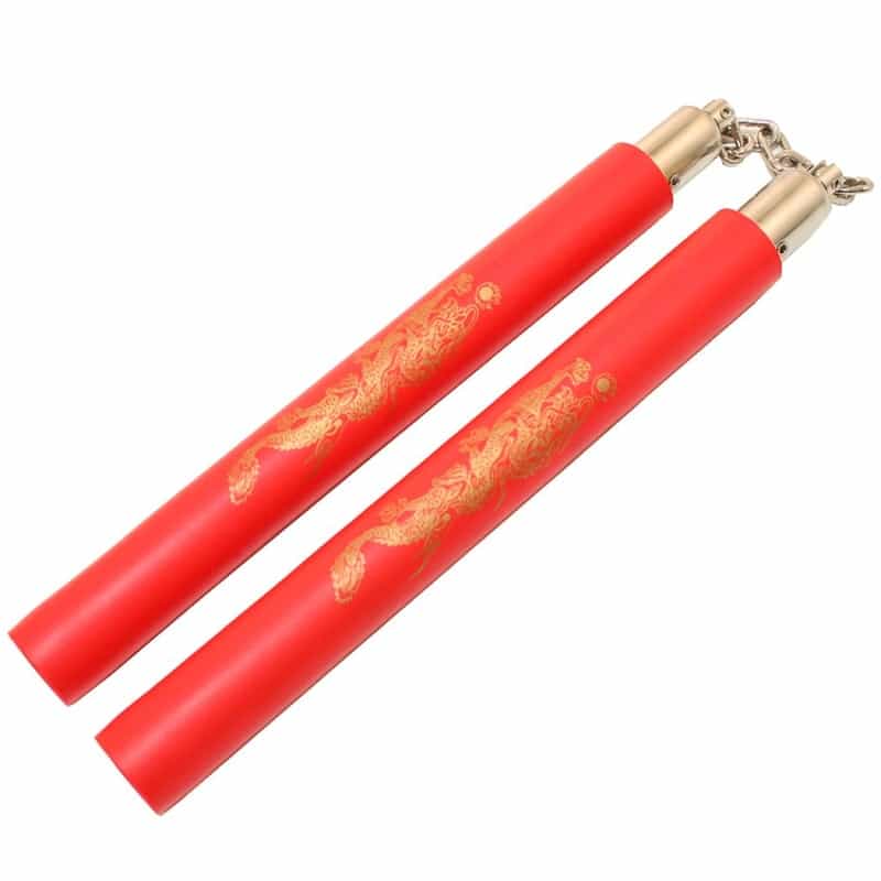 12" Red Foam Padded Nunchucks Chained Metal Swivel