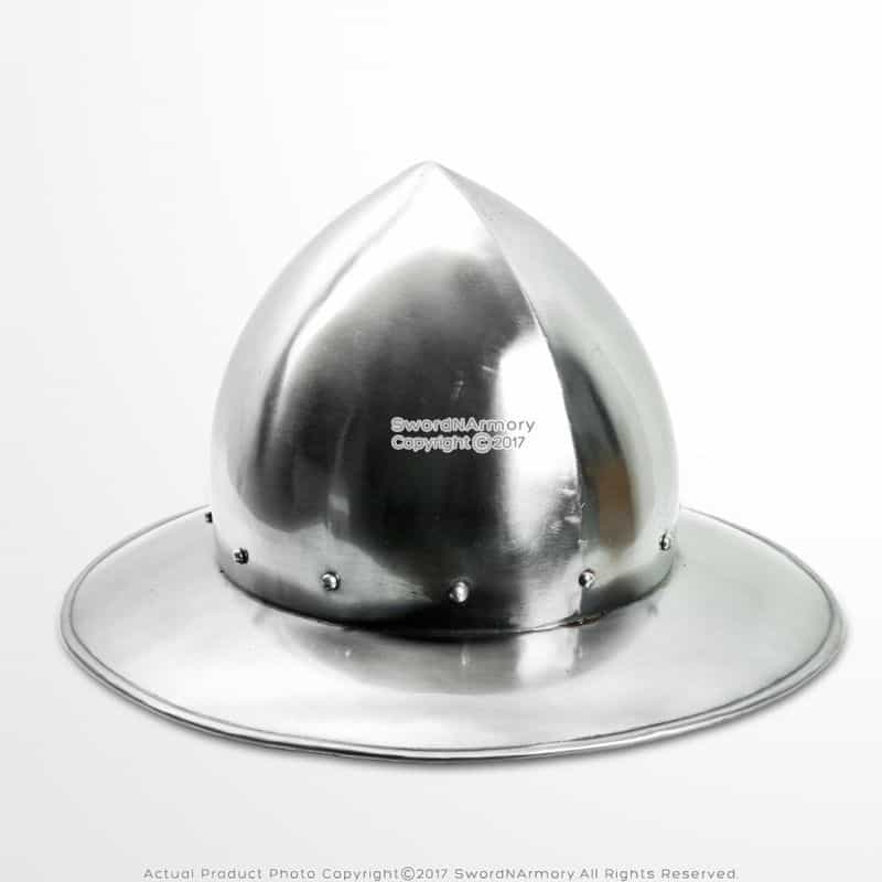 Xiv Century Kettle Steel Foot Soldiers Helmet With Leather Liner 16 Gauge Larp Reenactment