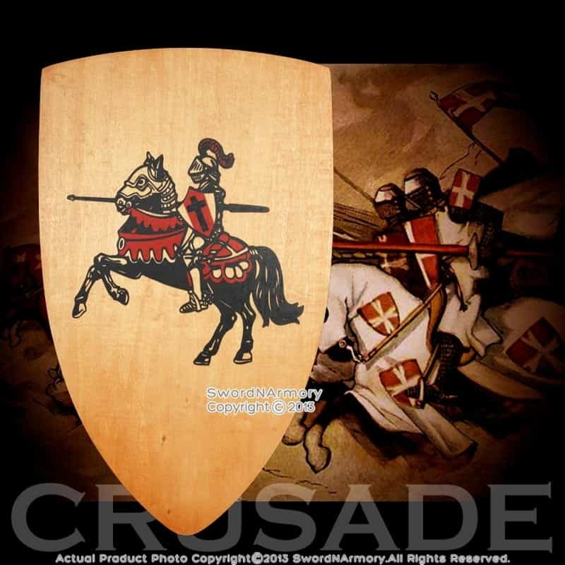 25" Wooden Medieval Times Knights Shield Plywood Design With Grip