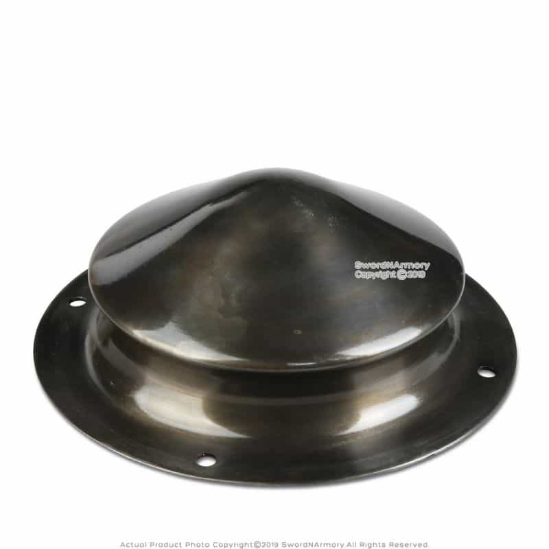 Hand Forged 6.5" Diameter Shield Boss Umbo 16G Steel Combat Grade Grey Plating