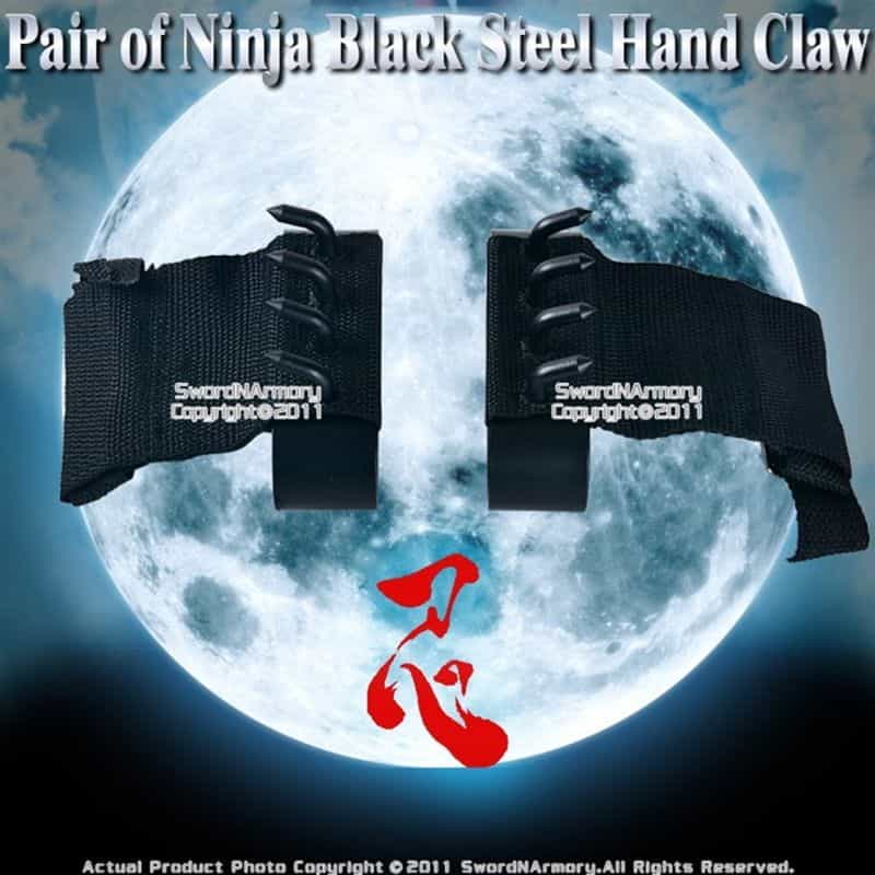 Pair Of Ninja Gear Black Steel Hand Claw Shinobi Climbing Spikes