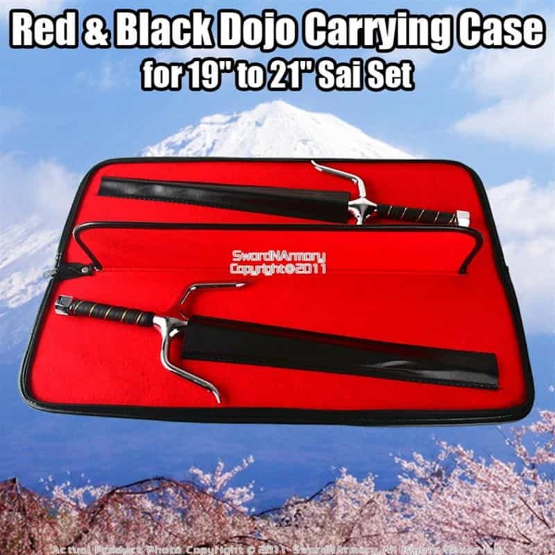 Red & Black Dojo Carrying Case For 19" Sai Set Martial Arts Weapons