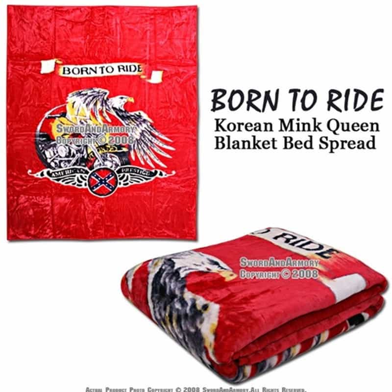 79X94 Rebel Csa Confederate Born To Ride Korean Mink Queen Blanket Fleece Throw