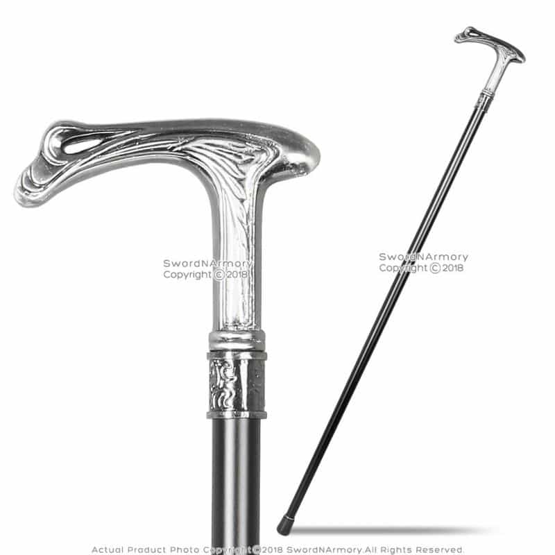 37" Feather Style Cane Gentleman's Walking Stick W/ Metal Shaft And Rubber Tip