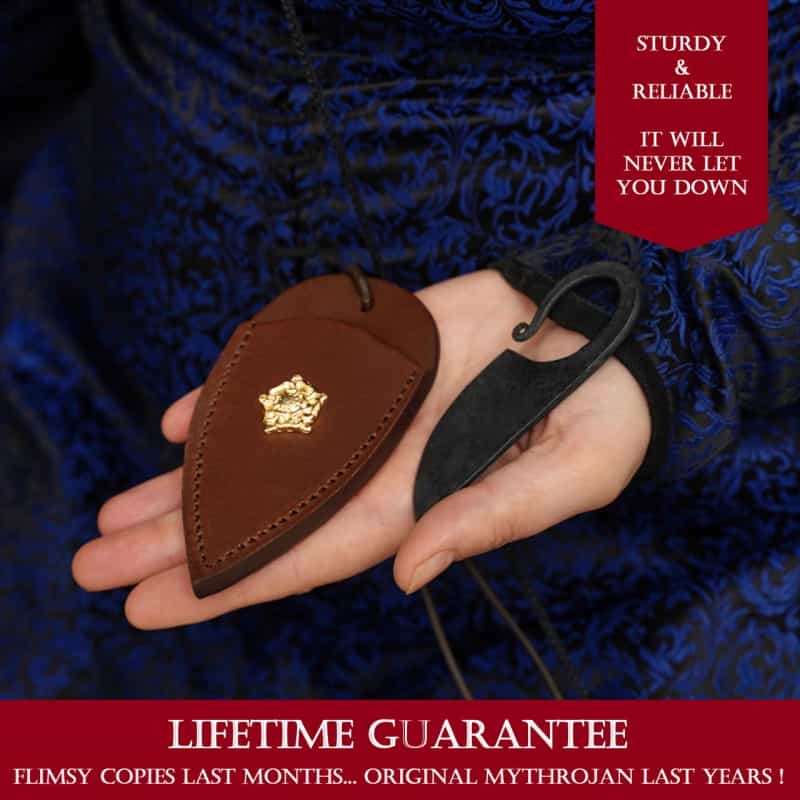 Mythrojan Celtic Ring Knife Hand Forged Necklace Knife With Brown Leather Sheath
