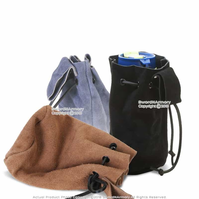Medieval Suede Leather Drawstring Belt Pouch Bag Renaissance Faire Larp Costume