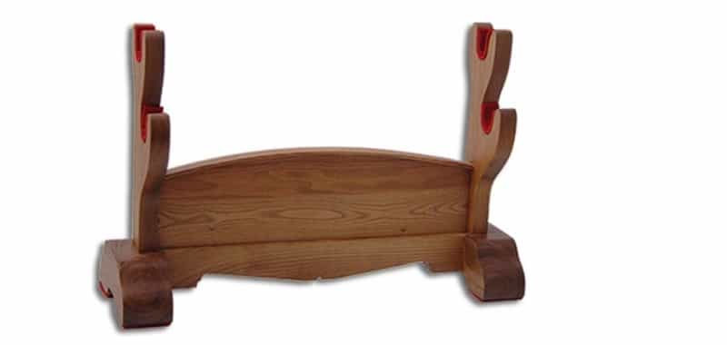 Double Japanese Sword Stand (Natural Wood) By Paul Chen / Cas Hanwei