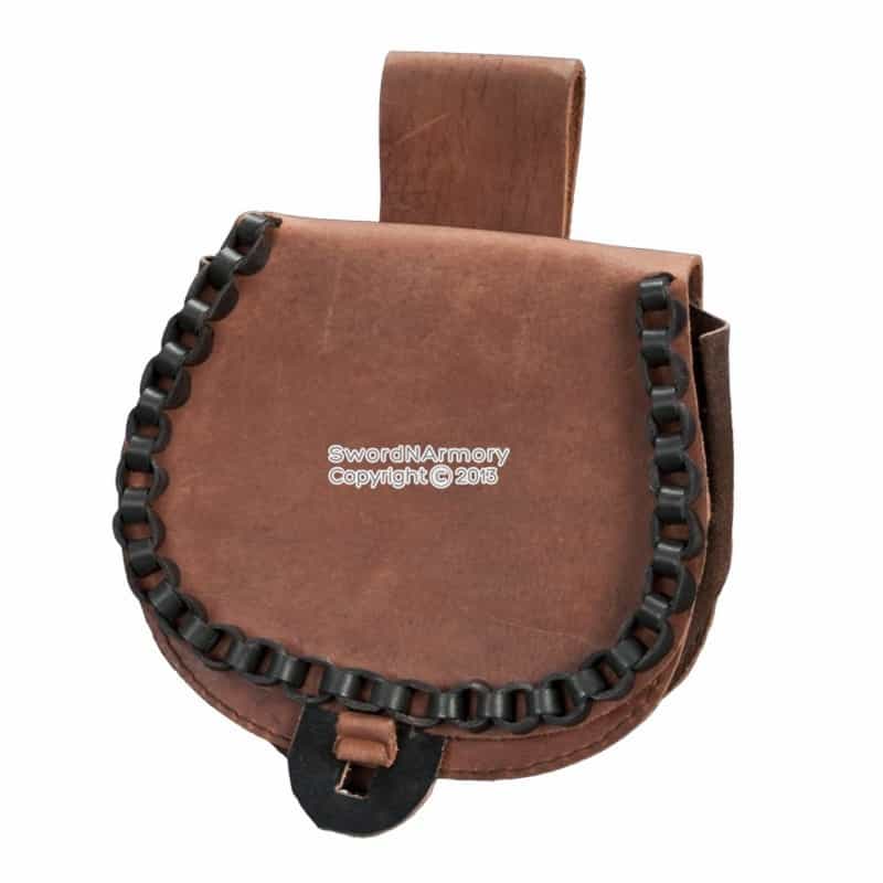 Brown Genuine Leather Belt Pouch For Medieval Renaissance Fair Sca Larp