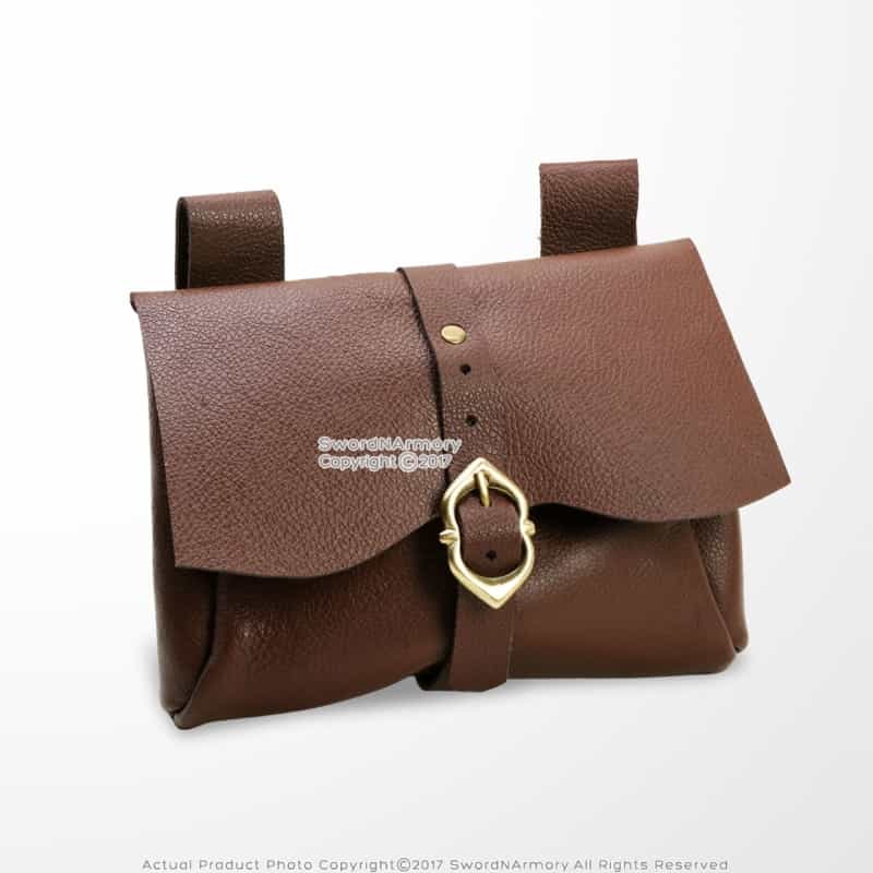Leather Messenger Belt Pouch 15X18cm Brown