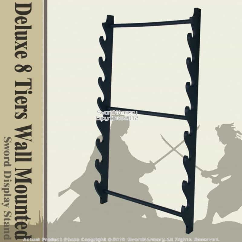 Deluxe 8 Tiers Wall Mounted Samurai Katana Sword Display Stand