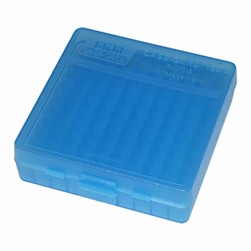 Mtm Ammo Box 100 Round – 9Mm/380Acp (Clear Blue)