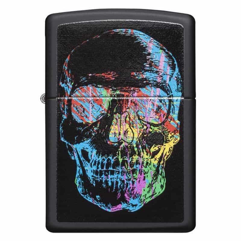 Zippo Windproof Lighter Colorful Skull, Black Matte