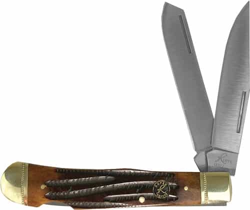 Abkt Roper Double Action Lock Back Trapper 3.25\" Coffee Hndl