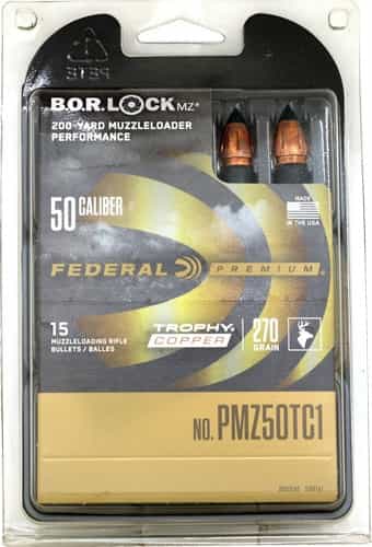 Federal 50Cal 270Gr Trophy Copper Mz\/Bor Lock 15Rd 10Bx\/c