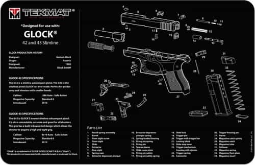 Tekmat Armorers Bench Mat 11\"X17\" For Glock 42\/43