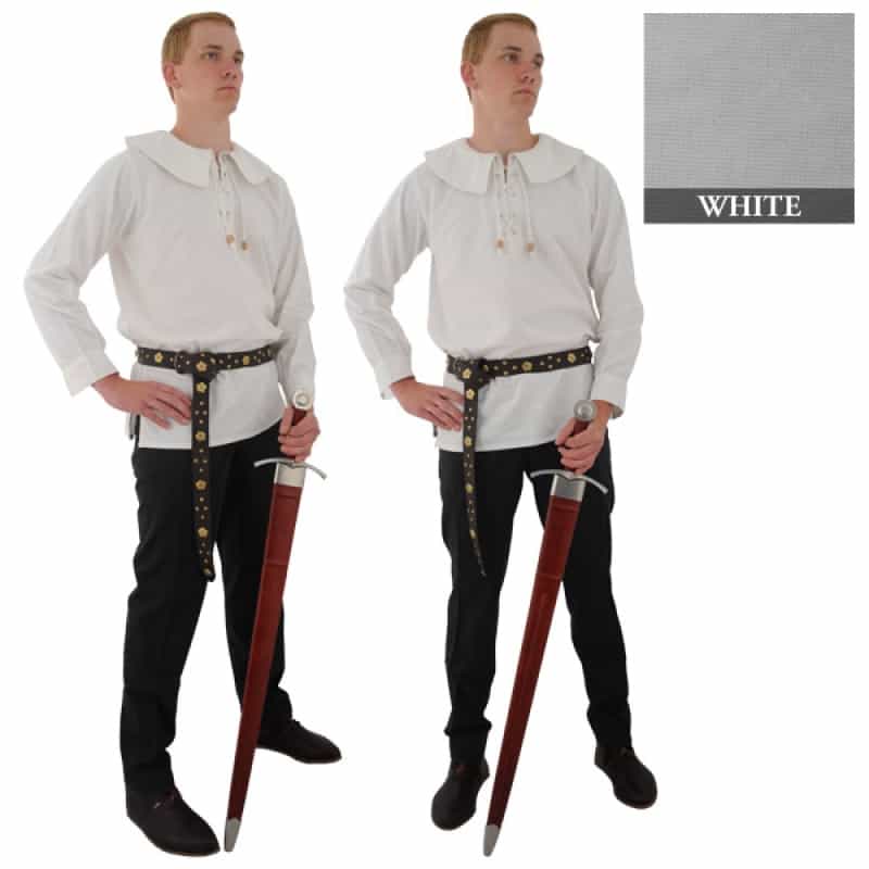 Cotton Shirt, Round Collar, White By Say