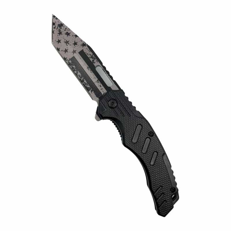 4.75" American Flag Tanto Blade With Abs Handle - Black