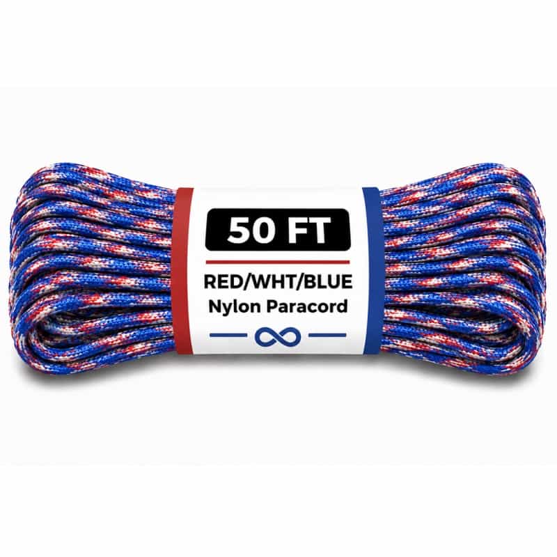 The Bone Edge - Red/White/Blue 50 Ft Premium 550 Paracord