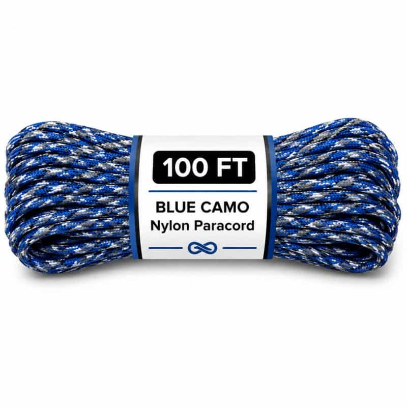 The Bone Edge - Blue Camo 100 Ft Premium 550 Paracord