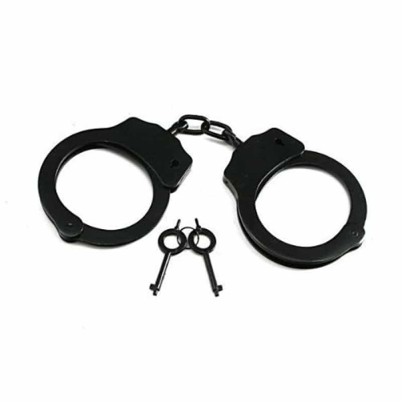 Black Colored Chained Heavy Duty Handcuffs With Keys