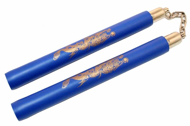 12" Blue Foam Padded Nunchucks Chained Metal Swivel