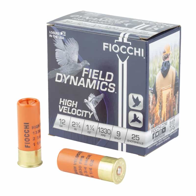 Fiocchi Ammunition, High Velocity, Field Dynamics, 12 Gauge, 2.75", #9 Lead Shot, 25 Round Box