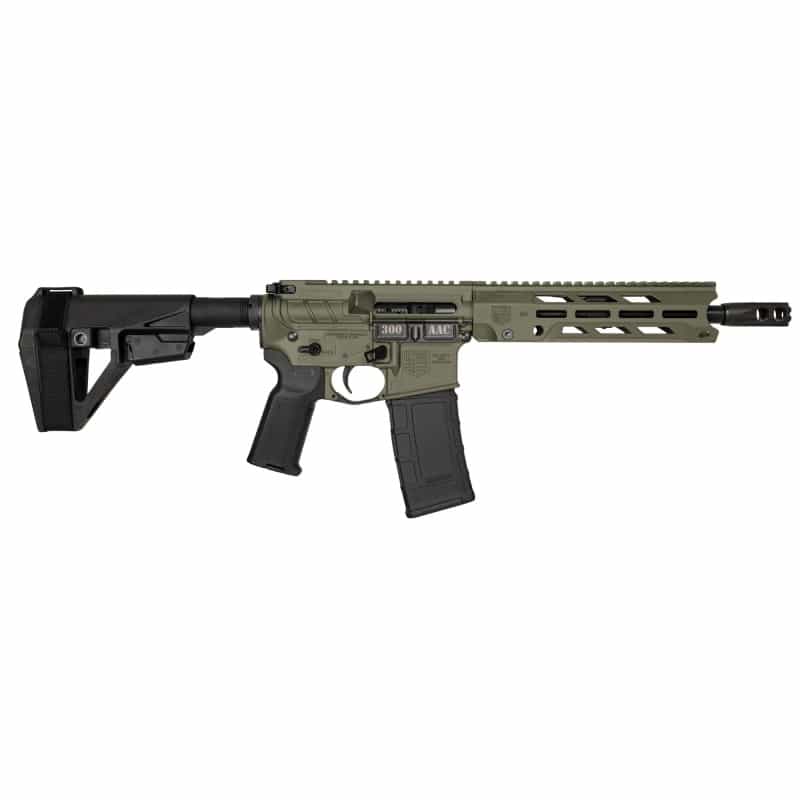 Diamondback Firearms, Db15 Obsidian, Semi-Automatic, Ar Pistol, 300 Blackout, 10.5" Barrel, 1:8 Twist, Muzzle Brake, Anodized Finish, Olive Drab Green, 9" Free Float M-Lok S Rail, Magpul Moe K2 Grip, Sba5 Pistol Brace, 30 Rounds, 1 Magazine, Blem (Damaged Finish)