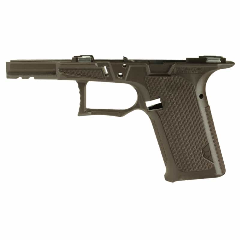 Lone Wolf Distributors, Dusk19 Textured Frame, Bare, Striker Fired, Semi-Automatic, Compact, Fits 3Rd And 4Th Generation Glock 19 Slides, Matte Finish, Brown, Integral Locking System