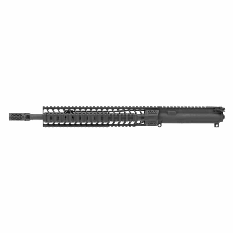Spike's Tactical, Complete Upper Receiver, 223 Remington/5.56 Nato, 14.5" Barrel (16" Oal With Pinned Brake), Mid-Length Gas System, Fits Ar Rifles, Black, Flat Top Receiver, No Sights, 12" Crr Quad Rail, Dynacomp Muzzle Brake, No Magazine
