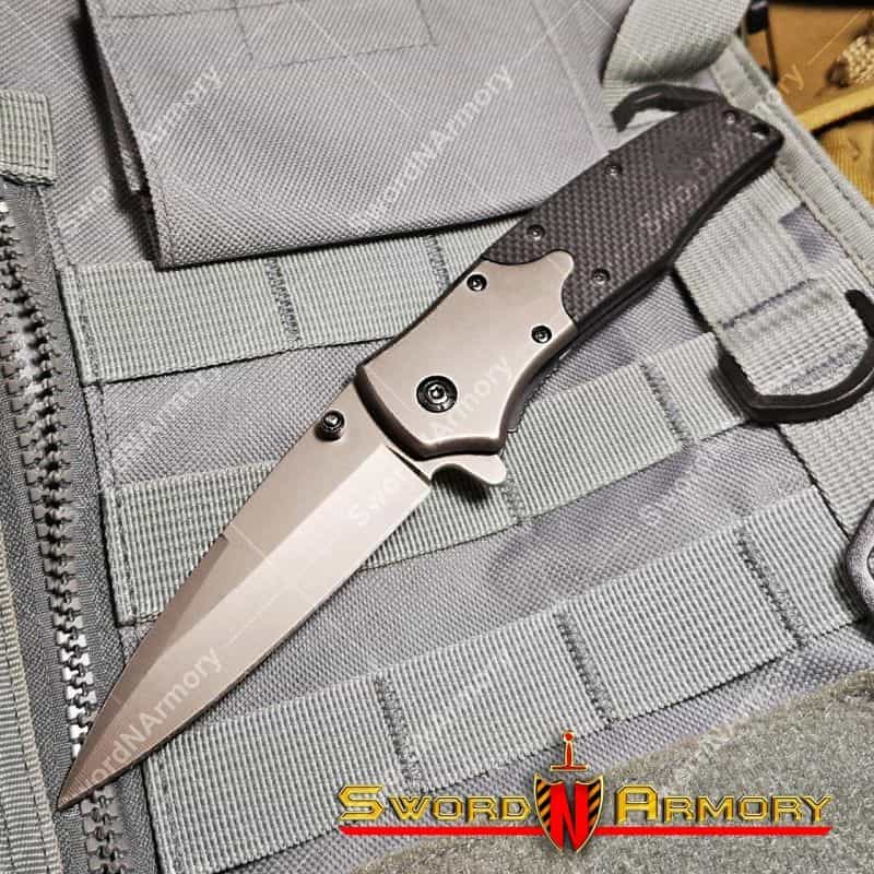 Spring Assisted Tactical Knife Pocket Folder G10 Handle W/ Biohazard Symbol