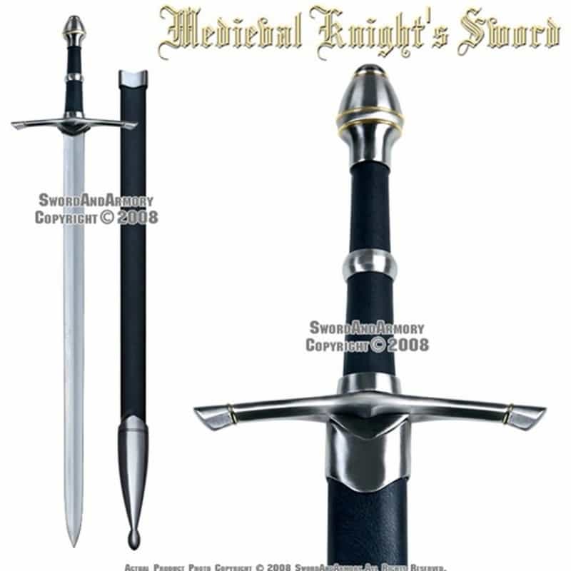 36" Medieval Knight's Arming Sword Chivalry Golden Ring Larp Renaissance Costume